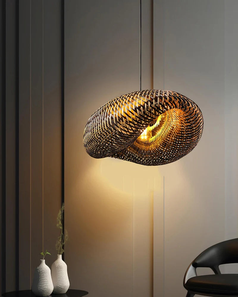 Natural Bamboo Hanging Light for Study Room and Living Room