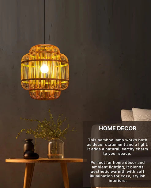 Natural Bamboo Pendant Light for Balcony and Hall