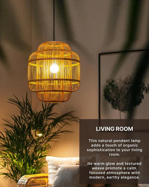 Natural Bamboo Pendant Light for Balcony and Hall