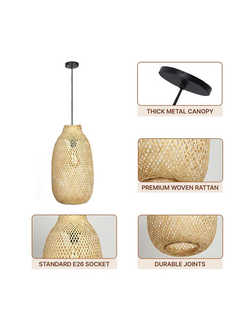 Boho Bamboo Hanging Light for Living Room Decoration