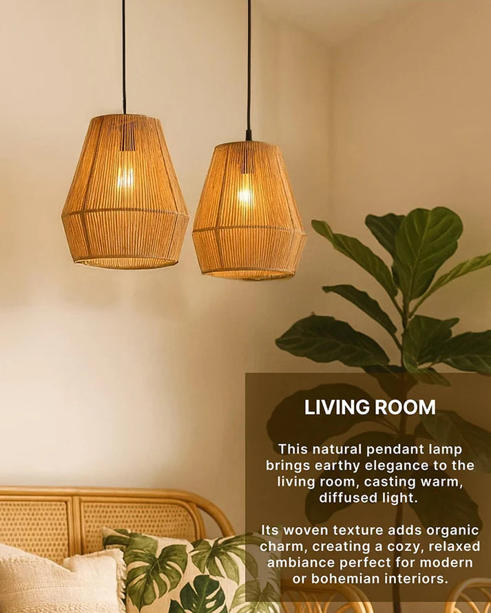 Jute Rope Pendant Lamp for Home Decor and Hall