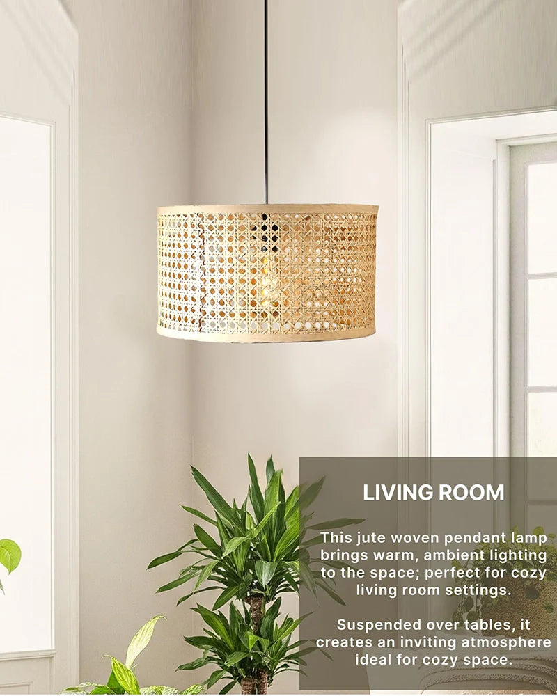 Rustic Rattan Pendant Light for Balcony and Hall