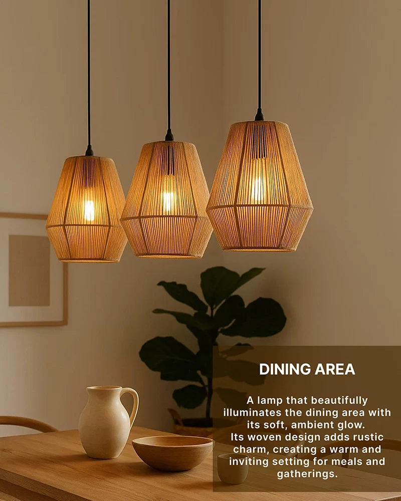 Jute Rope Pendant Lamp for Home Decor and Hall