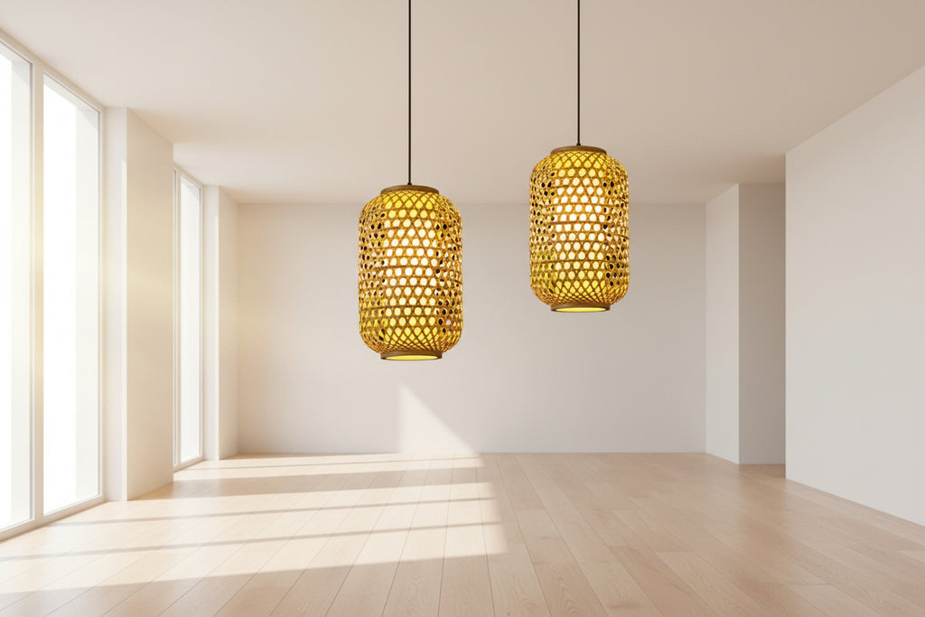 LQZCXMF Hot Pot Restaurant Hanging Light 1 Light Bamboo