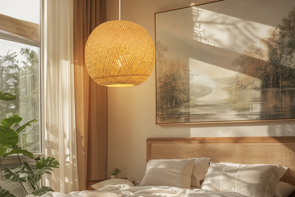 Rattan Pendant Lights Hand-Woven Boho Basket Lampshade