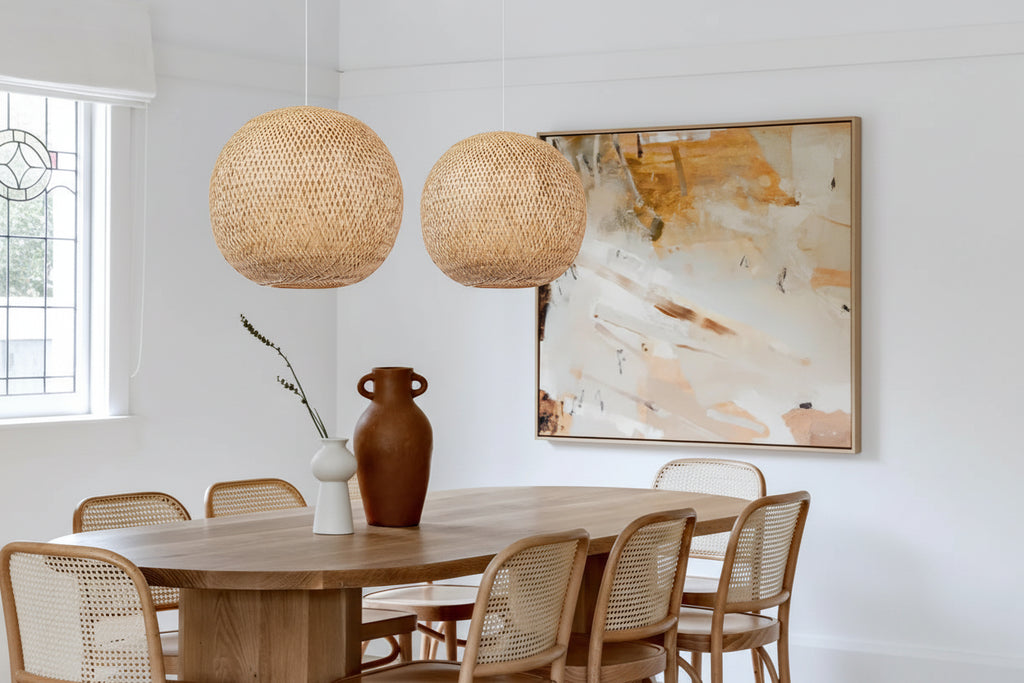 Rattan Pendant Lights Hand-Woven Boho Basket Lampshade