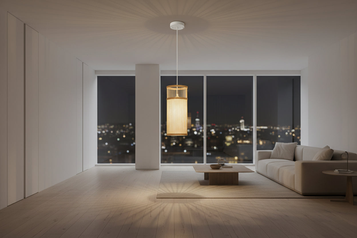 Lumivill Bamboo Pendant Light -  Woven Pendant Light for Kitchen Island, Dinning Room