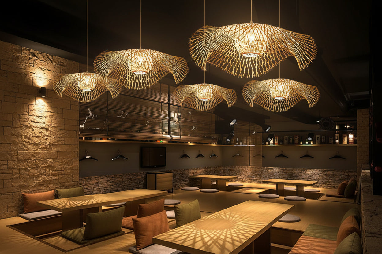 Bamboo Lotus Leaf Pendant Lamp