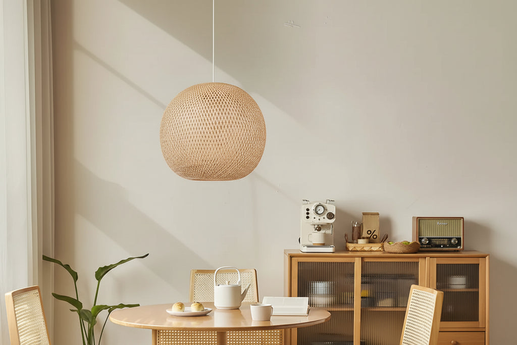 Rattan Pendant Lights Hand-Woven Boho Basket Lampshade
