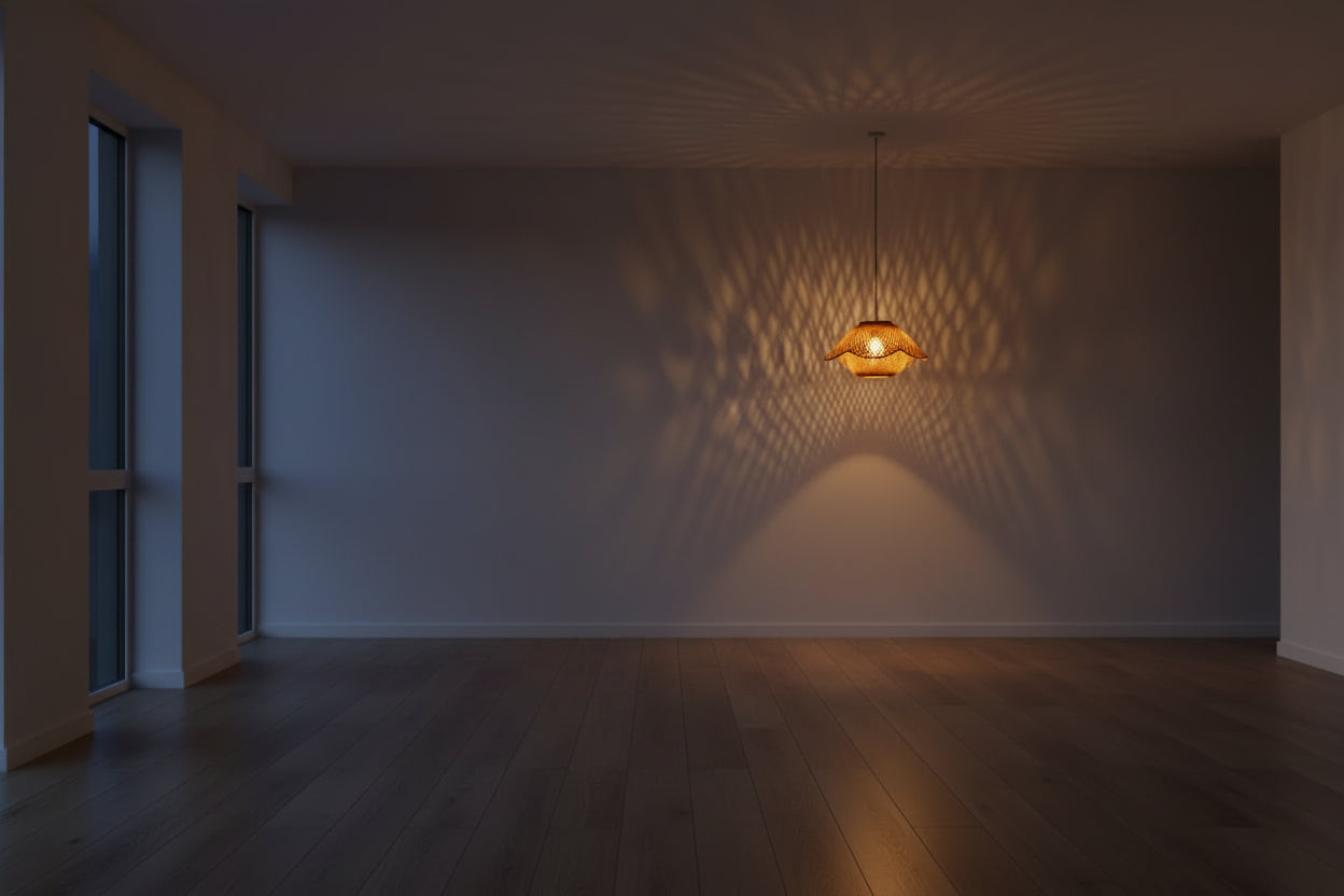 Bamboo Hanging Pendant Lamp  Floral Design