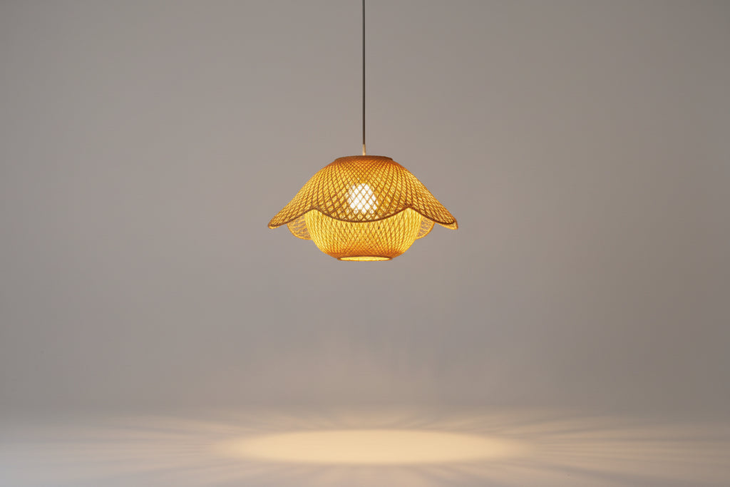 Bamboo Hanging Pendant Lamp  Floral Design