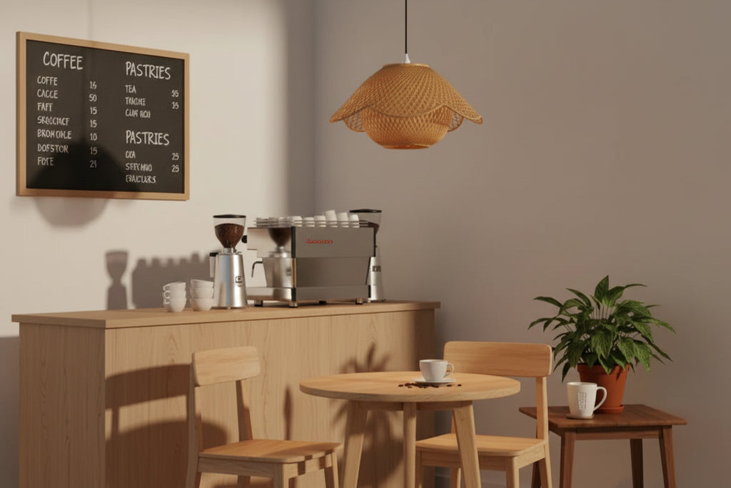 Bamboo Hanging Pendant Lamp  Floral Design